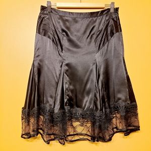 NWT Guess Jeans | 100% Silk Black Lace Midi Skirt (29)